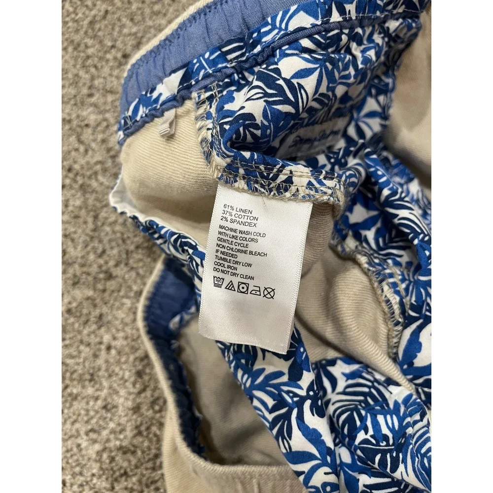 Tommy Bahama Mens XXL x 30 Beige Linen Blend Elastic Waist Beach Pants